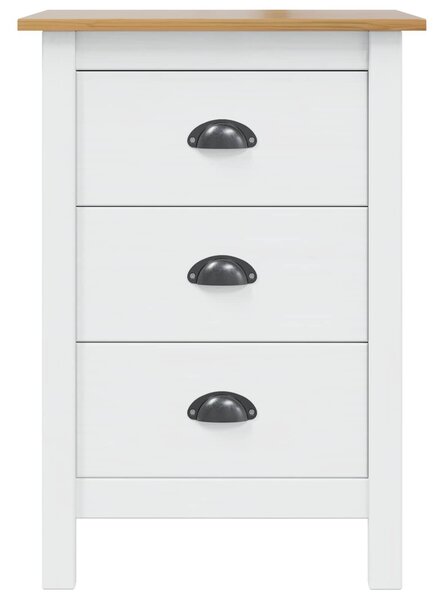 VidaXL Éjjeliszekrény fiókkal HILL Fehér és mézbarna 46 x 35 x 65 cm