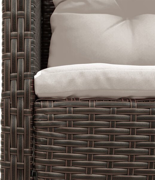 Kültéri Kanapé Szett Barna és Krém Rattan, Fa, Textil Közepes