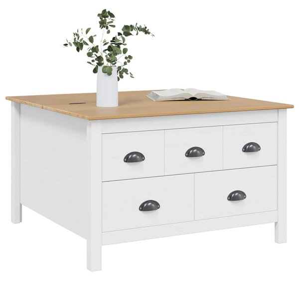 VidaXL Dohányzóasztal HILL Fehér és mézbarna 79.5 x 79.5 x 49 cm