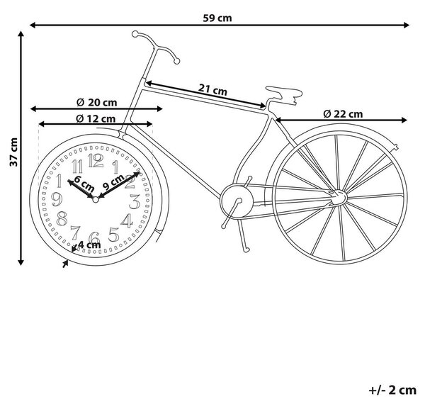 Óra LILLO 59 cm Fém Fekete
