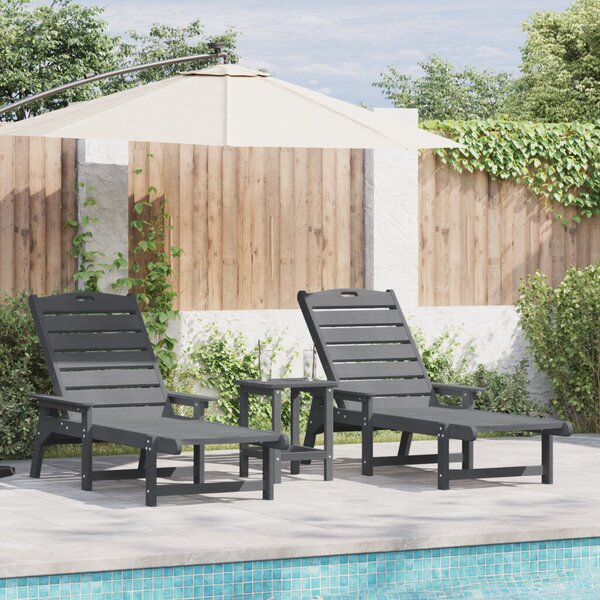 Napozóágy 2 db Világosszürke 162x53x98.5 cm HDPE