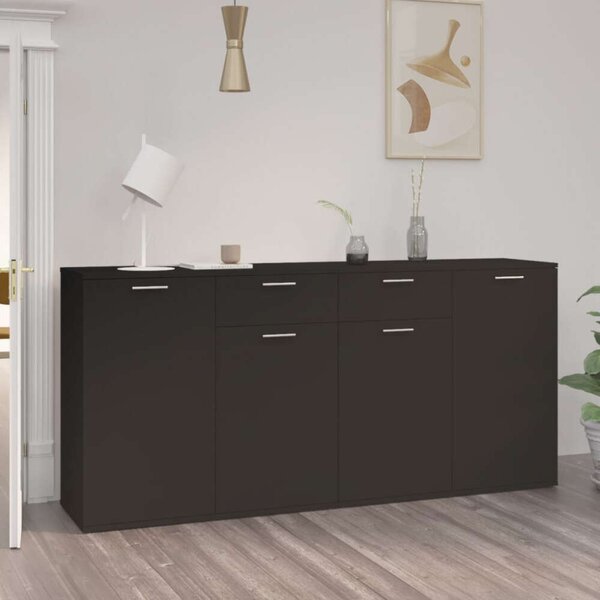 VidaXL fekete forgácslap tálalószekrény 160 x 36 x 75 cm