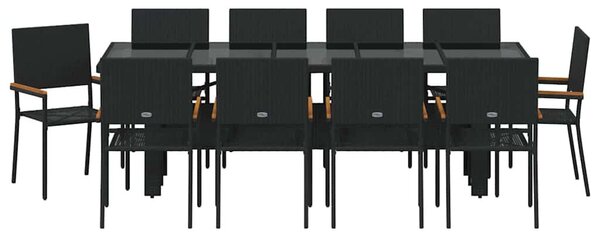 Kert étkező szett 11 pcs Fekete Poli rattan