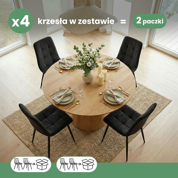 AKORD NERO Étkezőszék Welur Fekete Kockás Steppelt