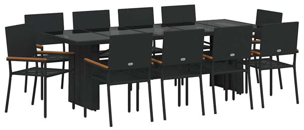Kert étkező szett 11 pcs Fekete Poli rattan