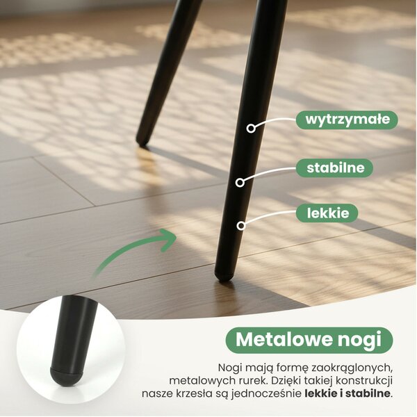 AKORD NERO Étkezőszék Welur Fekete Kockás Steppelt