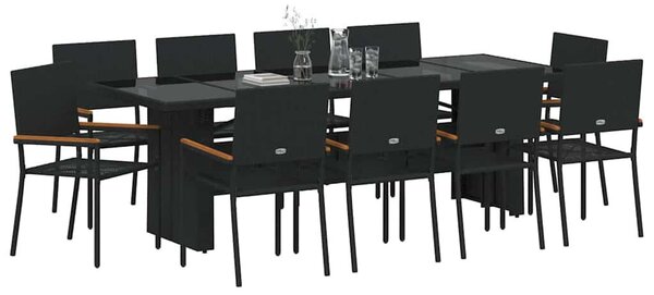 Kert étkező szett 11 pcs Fekete Poli rattan