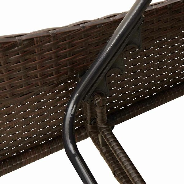 VidaXL barna polyrattan napozóágy párnával 60 x 205 x 73 cm