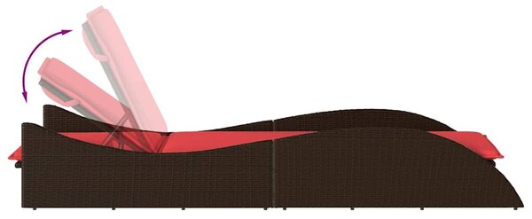 VidaXL barna polyrattan napozóágy párnával 60 x 205 x 73 cm
