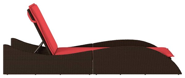 VidaXL barna polyrattan napozóágy párnával 60 x 205 x 73 cm