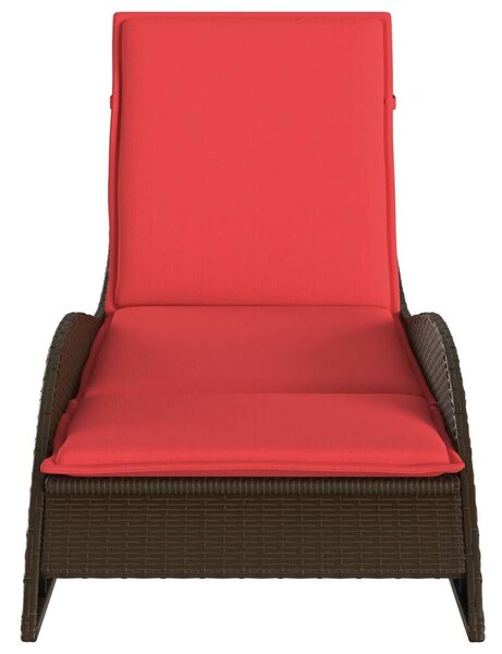VidaXL barna polyrattan napozóágy párnával 60 x 205 x 73 cm