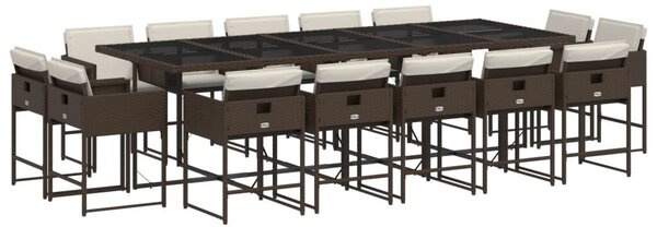 VidaXL 15 részes barna polyrattan kerti ülőgarnitúra párnákkal