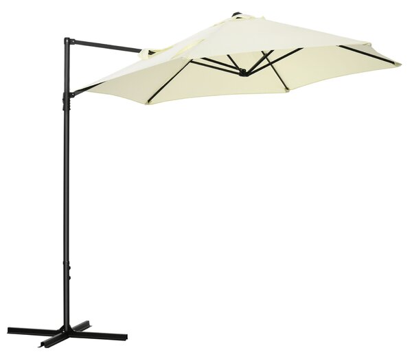 Outsunny kerti napernyő 360°-os forgathatósággal, kereszttartóval és szellőzőnyílással, Ø256x245 cm, bézs