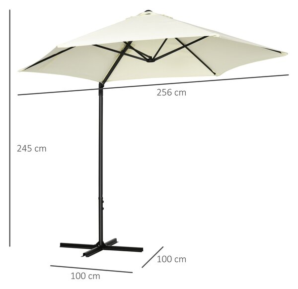 Outsunny kerti napernyő 360°-os forgathatósággal, kereszttartóval és szellőzőnyílással, Ø256x245 cm, bézs
