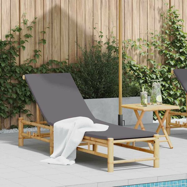 VidaXL Bambusz napozóágy párnákkal 55x199x30 cm