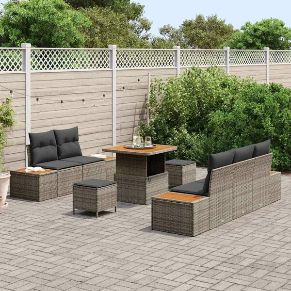 VidaXL Kerti Kanapé Szett 8 pcs Szürke polirattan