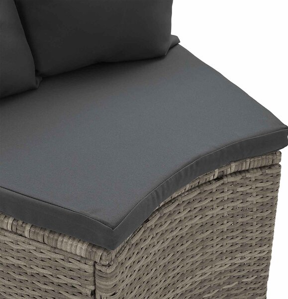 VidaXL Kanapé Szett 2 pcs Szürke Tömör akácfa és poli rattan