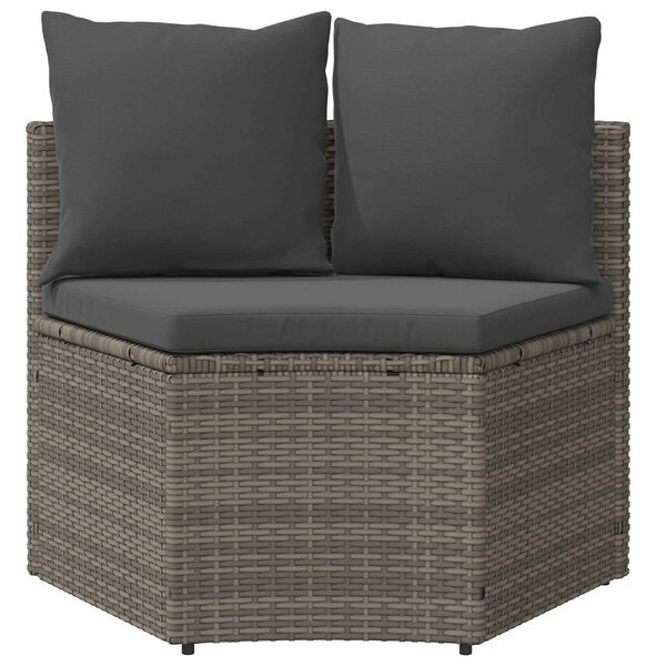 VidaXL Kanapé Szett 2 pcs Szürke Tömör akácfa és poli rattan