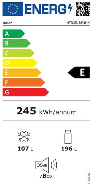 Haier HTR3518ENMX Alulfagyasztó hűtőszekrény, 303L, M:185, No Frost, E energiaosztály