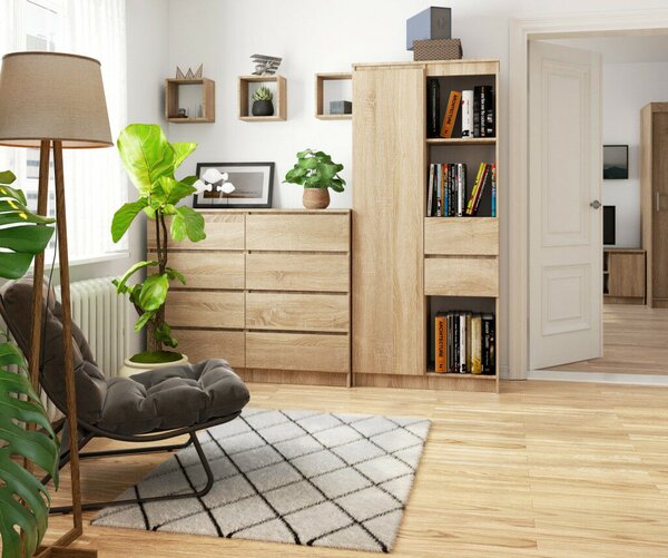 AKORD CLP R15 80 cm regál laminált sonoma tölgy 1 ajtós 2 fiókos