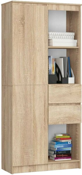AKORD CLP R15 80 cm regál laminált sonoma tölgy 1 ajtós 2 fiókos