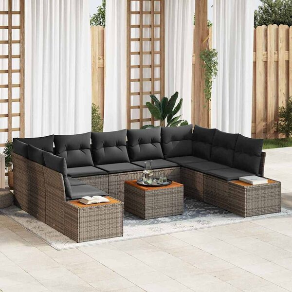 VidaXL Kerti Kanapé Szett párnával tárolóval 5 pcs Szürke Polyrattan