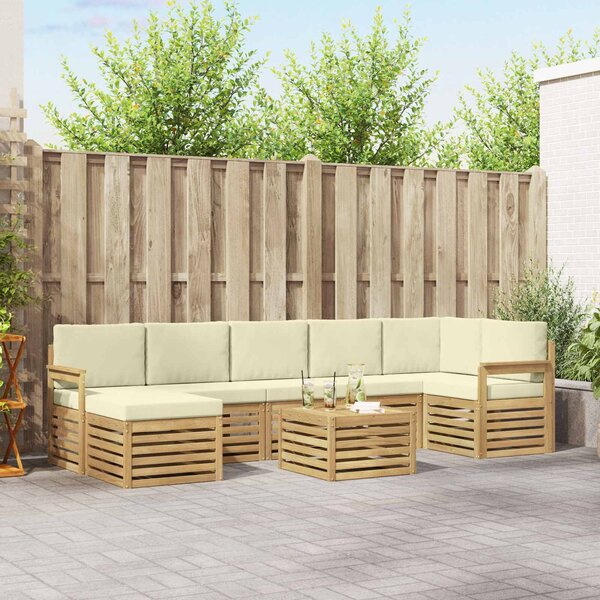 VidaXL Kültéri kanapé szett 8 pcs Fehér és Krém színű 59 x 59 x 37 cm