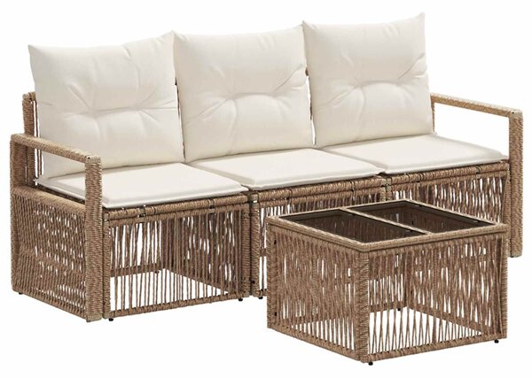 VidaXL Kerti Kanapé Szett 4 pcs Bézs polirattan