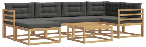 VidaXL Kültéri kanapé szett 7 pcs Fehér és Antracitszürke