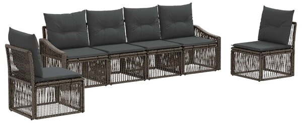 VidaXL Kerti Kanapé Szett 6 pcs Szürke polirattan