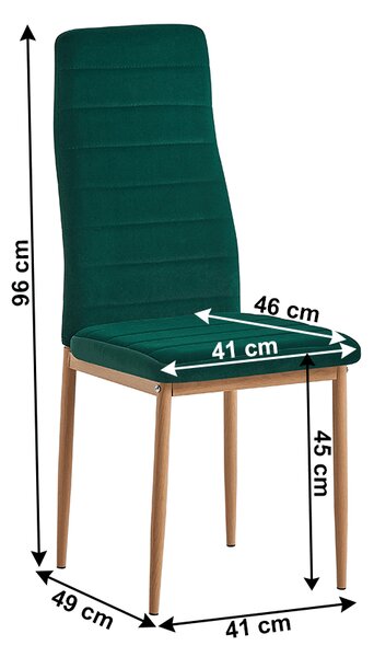 KONDELA Szék, smaragd Velvet szövet/tölgy, COLETA NOVA
