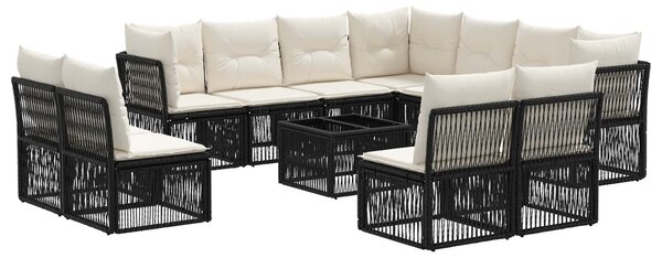 VidaXL Kerti Kanapé Szett 12 pcs Fekete polirattan