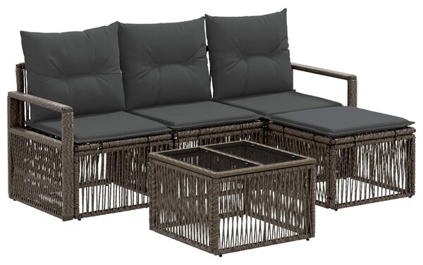 VidaXL Kerti Kanapé Szett 5 pcs Szürke polirattan