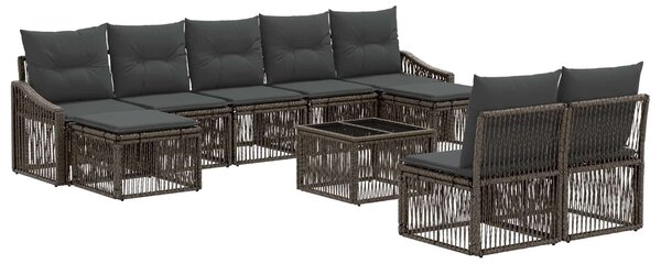 VidaXL Kerti Kanapé Szett 10 pcs Szürke polirattan