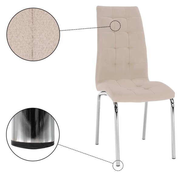 KONDELA Étkezőszék, bézs Dulux Velvet szövet/króm, GERDA NEW