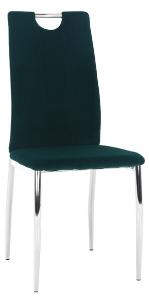 KONDELA Étkezőszék, smaragd Velvet szövet/króm, OLIVA NEW