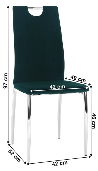 KONDELA Étkezőszék, smaragd Velvet szövet/króm, OLIVA NEW