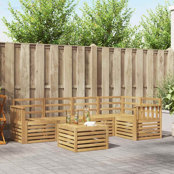 VidaXL Kültéri kanapé szett 6 pcs Fehér 59 x 59 x 37 cm Tömör Akácfa