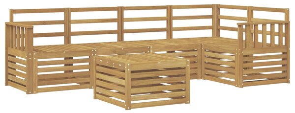 VidaXL Kültéri kanapé szett 6 pcs Fehér 59 x 59 x 37 cm Tömör Akácfa