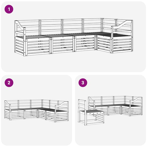 VidaXL Kültéri kanapé szett 5 pcs Fehér 245 x 126,5 x 73 cm