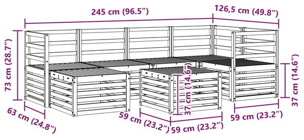 VidaXL Kültéri kanapé szett 7 pcs Fehér Poliészter