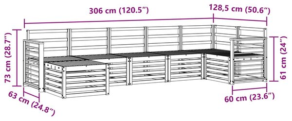 VidaXL Kültéri kanapé szett 7 pcs Fehér