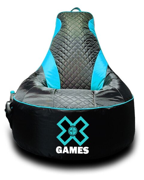 Gamer babzsákfotel fekete-kék, 90*90*100 cm
