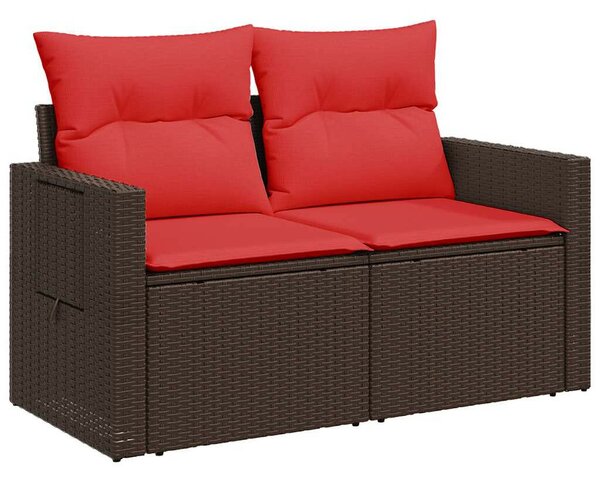 10 db barna polyrattan kerti kanapégarnitúra párnákkal