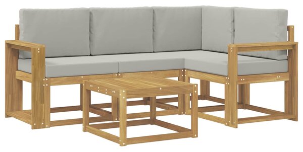 VidaXL Kültéri kanapé szett 5 pcs Fehér és Világosszürke