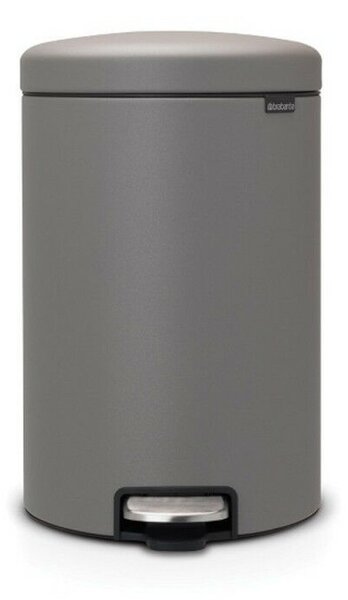 Brabantia NewIcon Pedal Bin 1001091, 20 L, Soft-Close, Non-Slip Base, Mineral Coating, Grey