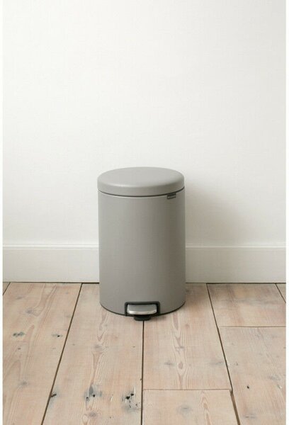 Brabantia NewIcon Pedal Bin 1001091, 20 L, Soft-Close, Non-Slip Base, Mineral Coating, Grey