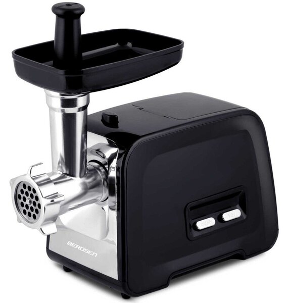 Berdsen BD-601A húsdaráló, 450/1200 W, ezüst/fekete, rozsdamentes acél kés és tárcsa, visszaforgató funkció, csúszásmentes talp