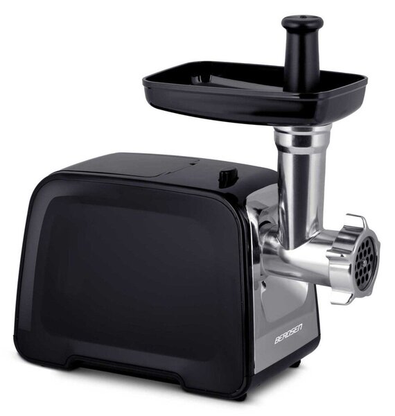 Berdsen BD-601A húsdaráló, 450/1200 W, ezüst/fekete, rozsdamentes acél kés és tárcsa, visszaforgató funkció, csúszásmentes talp
