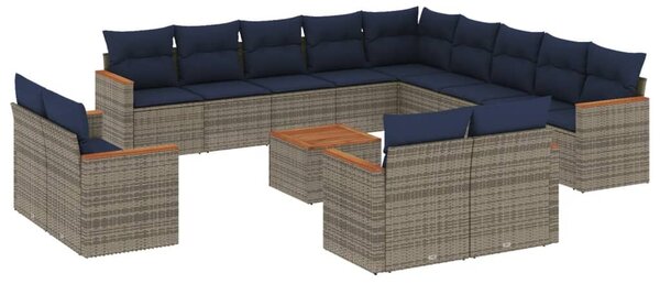 VidaXL 14 db szürke polyrattan kerti kanapégarnitúra párnákkal